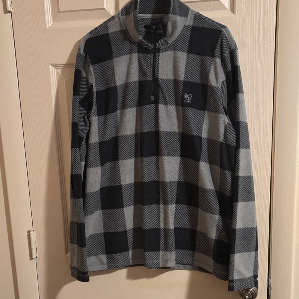 Chaps Black and Gray Plaid Sweatshirt